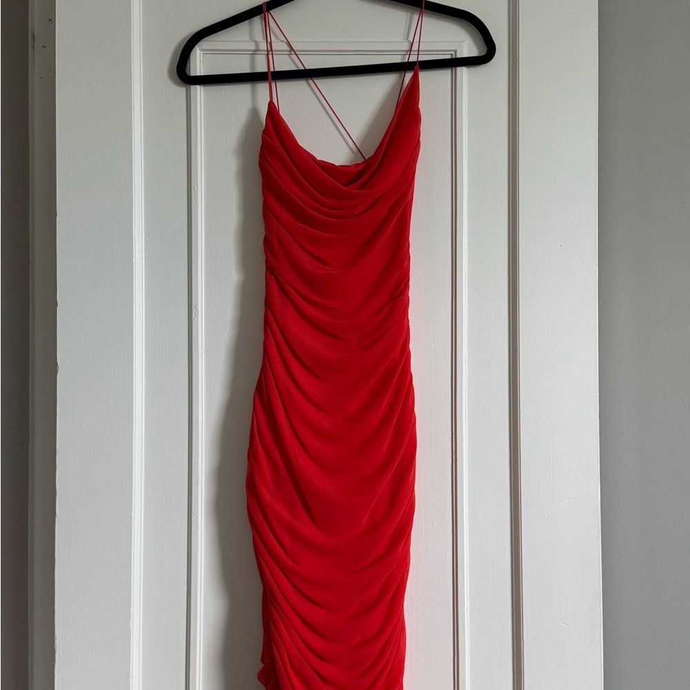 Elegant Oh Polly Red Draped Women's Dress